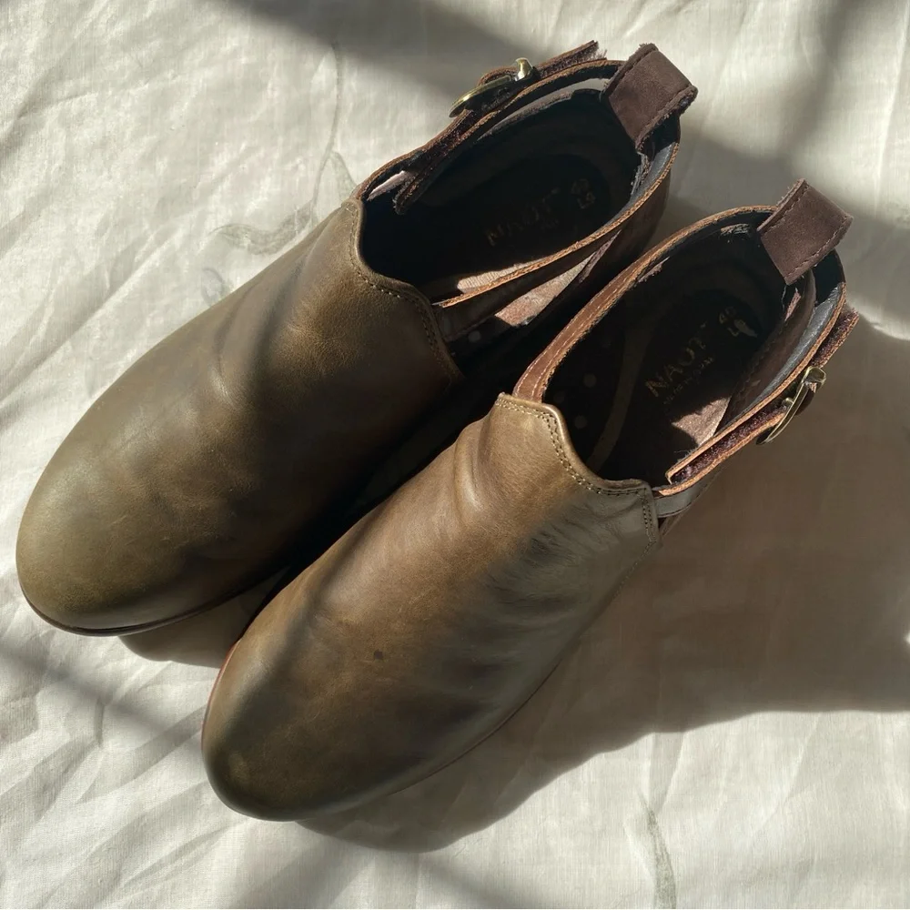 Naot Kamsin Two Toned Slip On Ankle Booties green and brown leather ankle strap - Picture 4 of 10